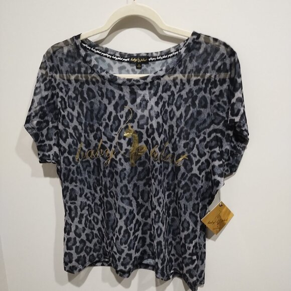 BABY PHAT Trendy Plus Size Sheer Animal Print T-Shirt - Picture 7 of 9